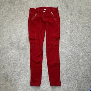 True Religion Casey Women's Size 27 Stretch Cargo Jeans Crimson Red Skinny